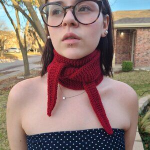Sophie Scarf Classic Design Small Double Wrap Handmade Knitted Acrylic Ruby